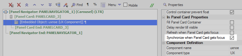 Synchronize when Panel Card gets focus property